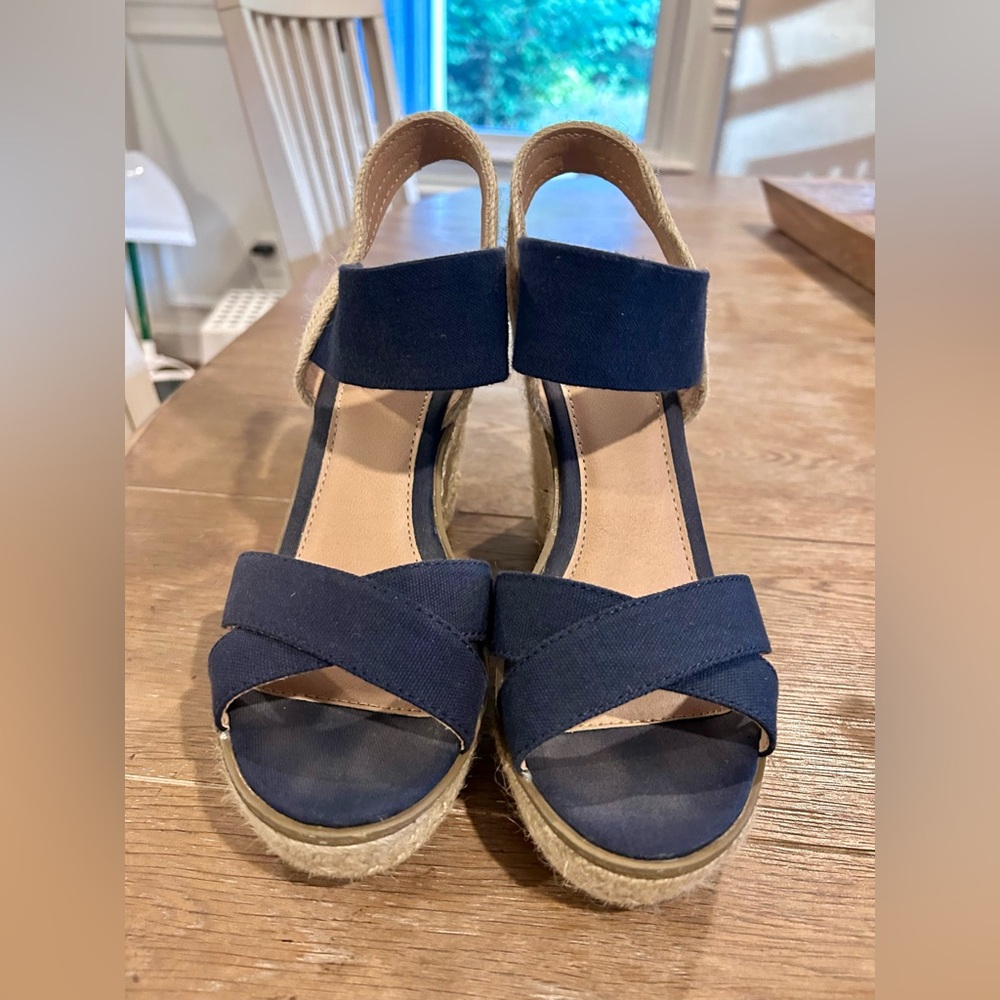Merona Dark Blue Espadrille Wedge Sandals, 9